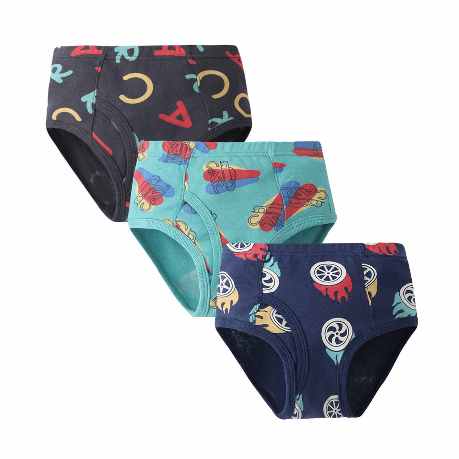 FFENYAN CAR3PC Boys' Briefs with Car Print - Cute Triangle Underwear for Infants and Toddlers Soft Cotton Fabric, Comfortable Fit, Ideal for Everyday Wear for 3-11 Years